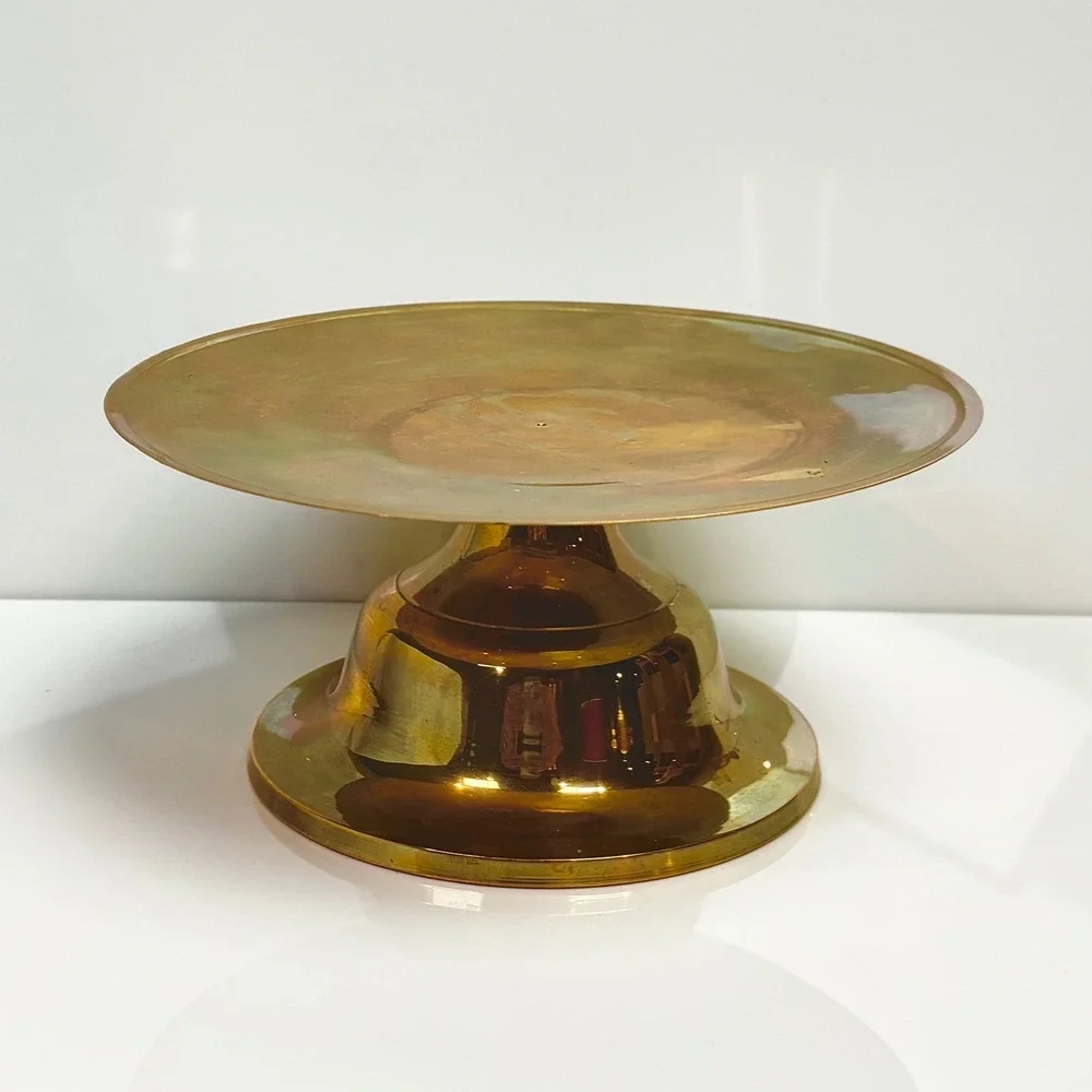 Gold Tone Cake Stand Pedestal 7.5